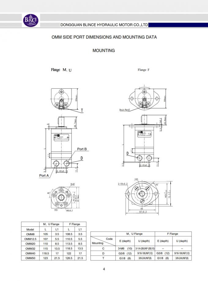 Mikro-Vertrags-Volumen-Minenmaschiene-Unterstützung Omm 32 Hydraulikmotor-20cc 32cc